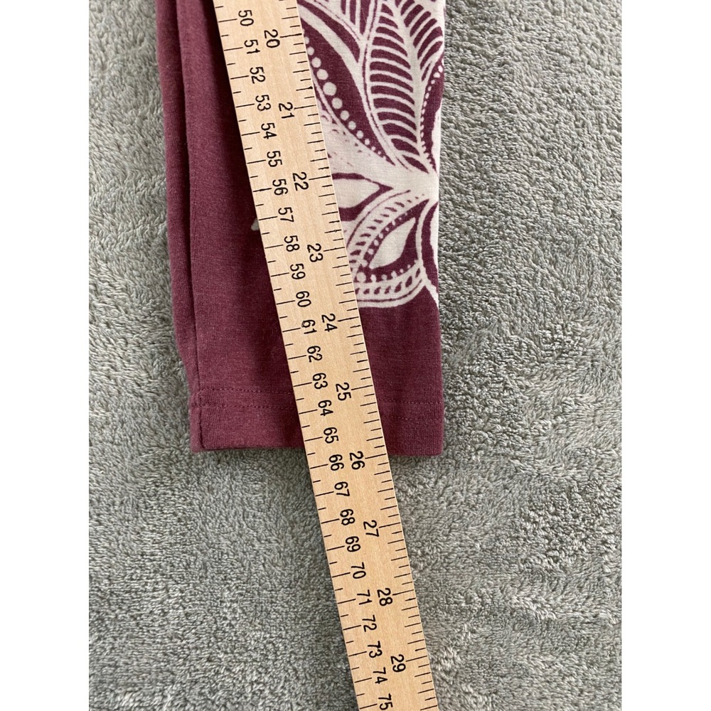 Balance Collection Womens Burgundy Lotus Graphic High Waisted Leggings Size S - Picture 9 of 13